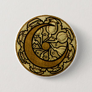 Macaron Rond 5 Cm Mucha du croissant zodiaque