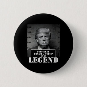 Macaron Rond 5 Cm Mugshot du président Trump Legend