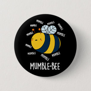 Macaron Rond 5 Cm Mumble Bee Funny Insect Pun Dark BG