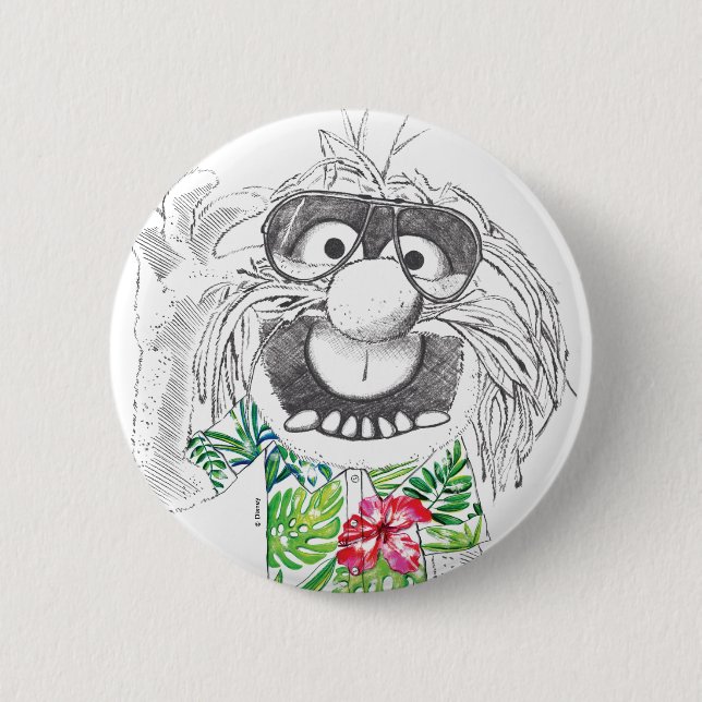 Macaron Rond 5 Cm Muppets | Animal Dans Une Chemise Hawaïenne (Devant)