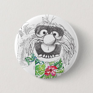 Macaron Rond 5 Cm Muppets   Animal Dans Une Chemise Hawaïenne