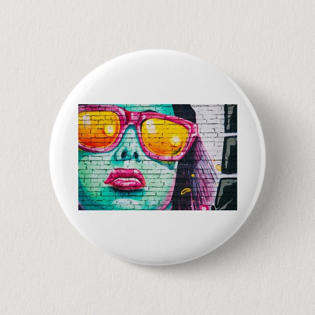 Macaron Rond 5 Cm mur de graffitis (Devant)