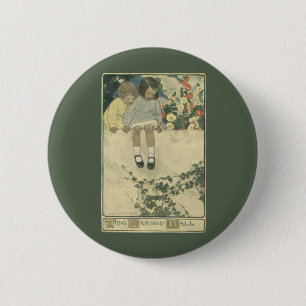 Macaron Rond 5 Cm Mur de jardin Jessie Willcox Smith, Enfants vintag