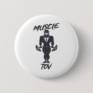 Macaron Rond 5 Cm Muscle Tov Haltérophilie Culturisme Rabbin Juif