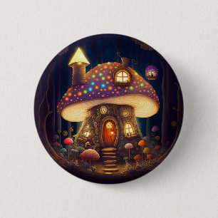 Macaron Rond 5 Cm Mushroom House Imaginaire Art