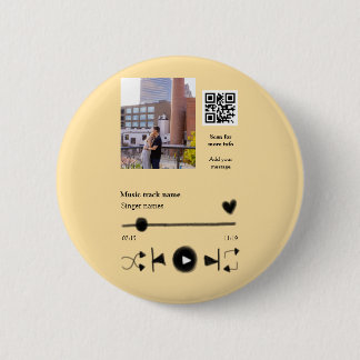 Macaron Rond 5 Cm Music player personalized couple love q r code tex