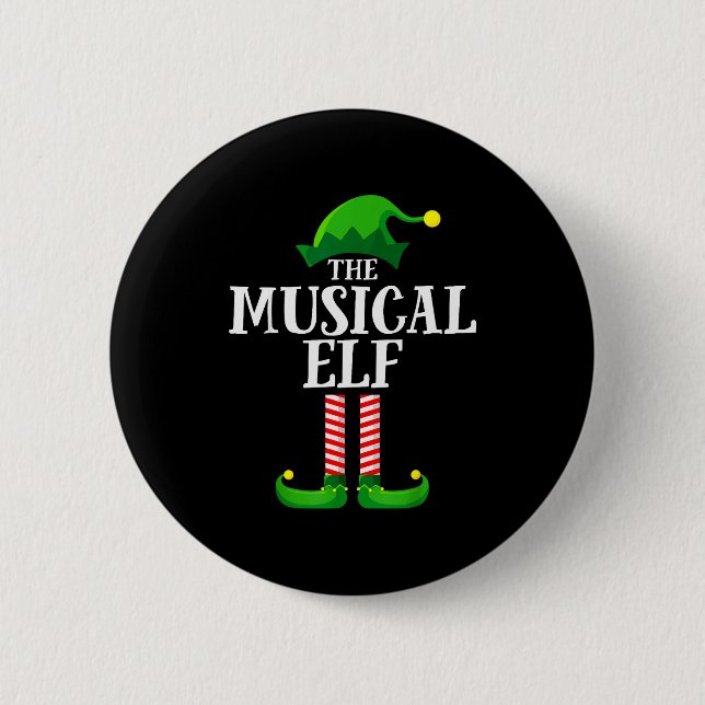 Macaron Rond 5 Cm Musical Elf Matching Family Group Christmas Party  (Devant)