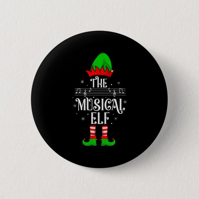 Macaron Rond 5 Cm Musical Elf Xmas Christmas Matching Family Elf Squ (Devant)