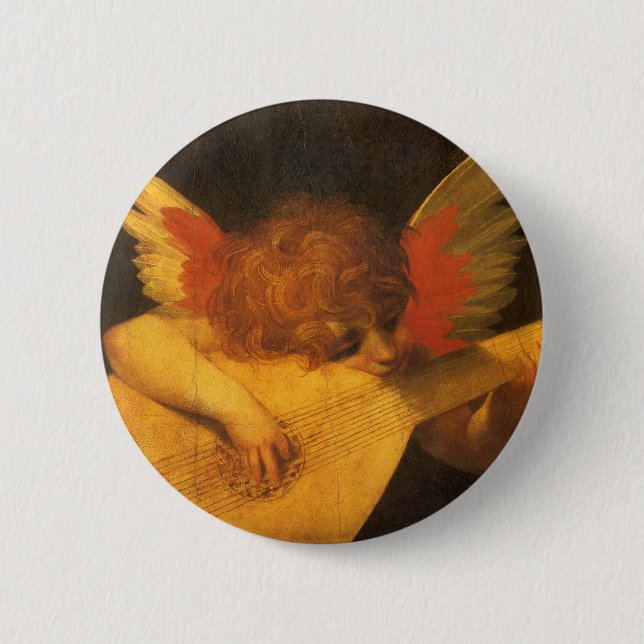 Macaron Rond 5 Cm Musicien Angel Lecture par Rosso Fiorentino (Devant)