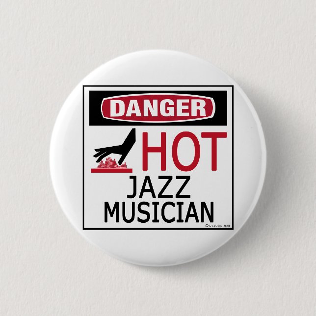 Macaron Rond 5 Cm Musicien de jazz chaud (Devant)
