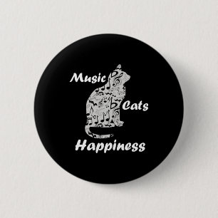 Macaron Rond 5 Cm Musique et chats est une citation du bonheur