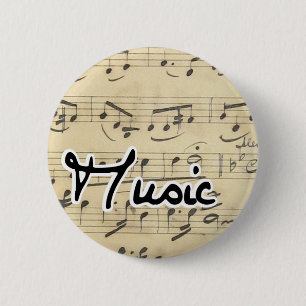 Macaron Rond 5 Cm Musique - musique de feuille vintage