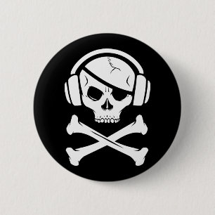 Macaron Rond 5 Cm Musique pirate piratage anti-riaa icône