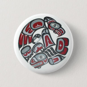 Macaron Rond 5 Cm Musique Totem tribal amérindien
