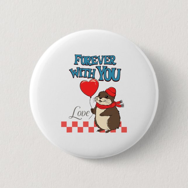 Macaron Rond 5 Cm Muskrat Love Forever With You  (Devant)