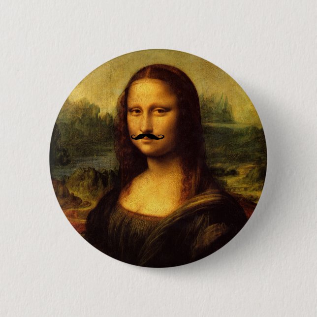 Macaron Rond 5 Cm Mustachioed Mona Lisa (Devant)