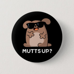 Macaron Rond 5 Cm Mutup Funny Doggie Pun Dark BG
