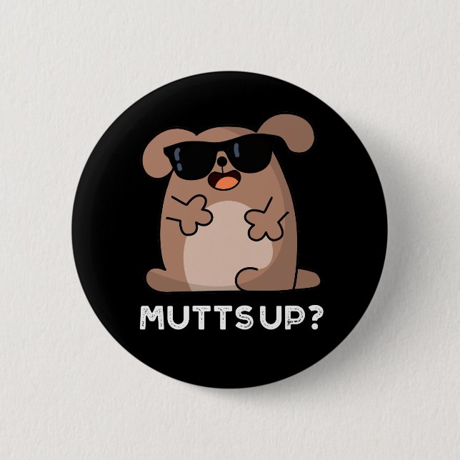 Macaron Rond 5 Cm Mutup Funny Doggie Pun Dark BG (Devant)