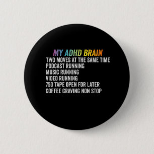 Macaron Rond 5 Cm My ADHD Brain Neurodiversity Awareness Gift