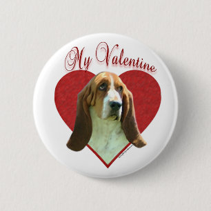 Macaron Rond 5 Cm My Basset Hound Valentine