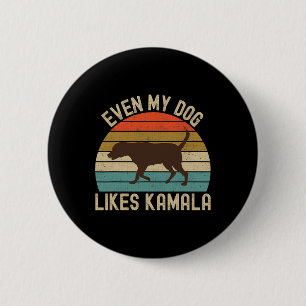 Macaron Rond 5 Cm My Dog Aime Kamala Harris Pour Président 2024 Choc