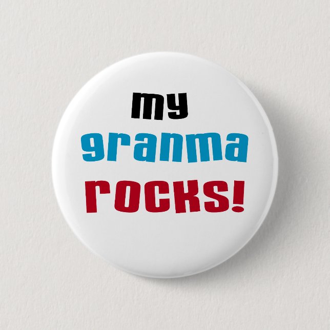 Macaron Rond 5 Cm My Granma Rocks T-shirts et cadeaux (Devant)