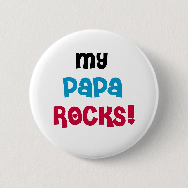 Macaron Rond 5 Cm My Papa Rocks T-shirts et cadeaux (Devant)