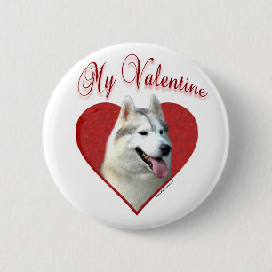 Macaron Rond 5 Cm My Siberian Husky Valentine : Love Huskies