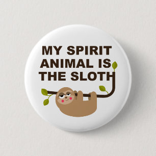 Macaron Rond 5 Cm My Spirit Animal is the Sloth
