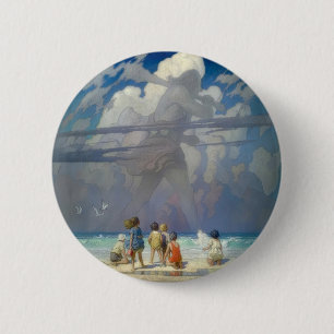 Macaron Rond 5 Cm N.C. Wyeth Le Géant 1923 Illustration Vintage