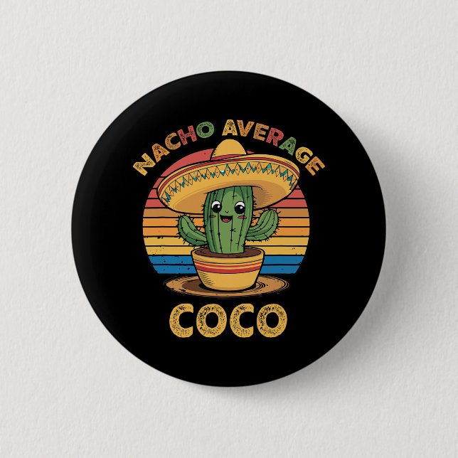 Macaron Rond 5 Cm Nacho Moyenne Coco Correspondant Cinco De Mayo Mex (Devant)