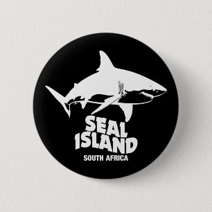 Macaron Rond 5 Cm Nager avec de grands requins blancs - Seal Island