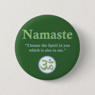 Macaron Rond 5 Cm Namaste - avec la citation et le symbole de l'OM