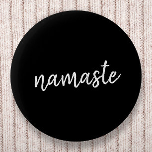 Macaron Rond 5 Cm Namaste Black Yoga Modern Spiritual Meditation