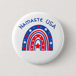 Macaron Rond 5 Cm Namaste USA Patriotic Rainbow