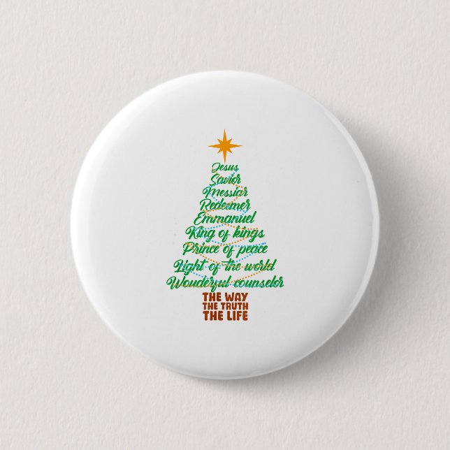 Macaron Rond 5 Cm Names Of Jesus Christmas Tree Lights Christian Xma (Devant)