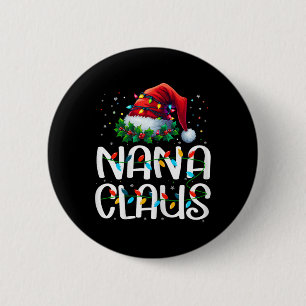 Macaron Rond 5 Cm Nana Claus Lumières de Noël Pyjama Famille Assorti