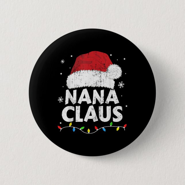 Macaron Rond 5 Cm Nana Grandma Claus Christmas Lights Matching Famil (Devant)