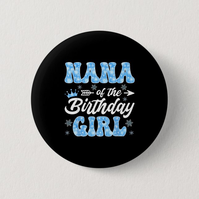 Macaron Rond 5 Cm Nana Of The Birthday Girl Snowflakes Winter Christ (Devant)