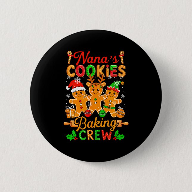 Macaron Rond 5 Cm Nana's Xmas Cookie Baking Crew Funny Baker Gingerb (Devant)