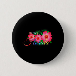 Macaron Rond 5 Cm Naples Florida Fleurs tropicales Vacances en famil