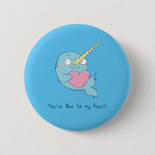 Macaron Rond 5 Cm Narwhal Hugging Coeur Saint-Valentin Bouton