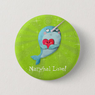 Macaron Rond 5 Cm Narwhal mignon avec le coeur