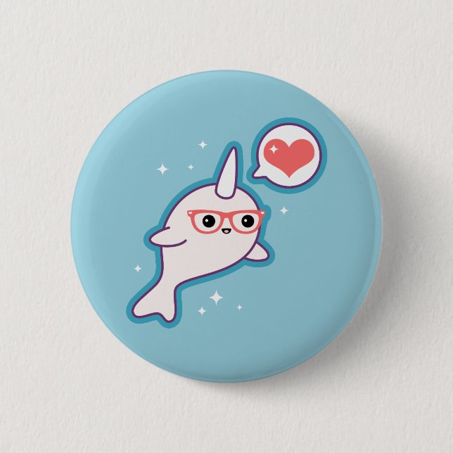 Macaron Rond 5 Cm Narwhal nerd mignon (Devant)