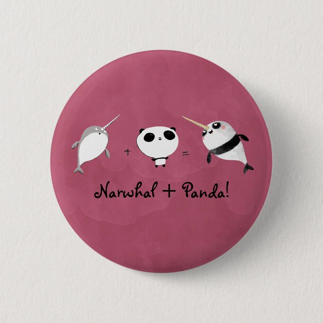 Macaron Rond 5 Cm Narwhal plus le panda ! (Devant)