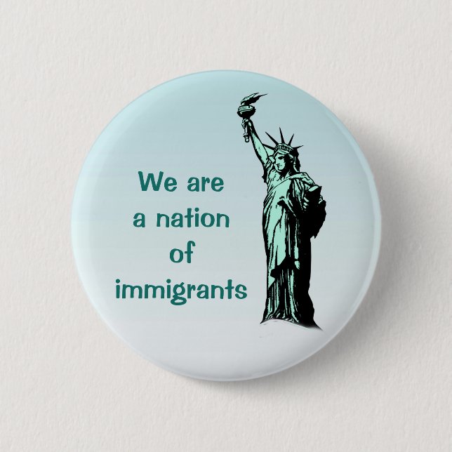 Macaron Rond 5 Cm Nation de bouton de bleu d'immigrés (Devant)