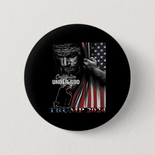 Macaron Rond 5 Cm Nation Under God Trump 2024 God American Flag 1