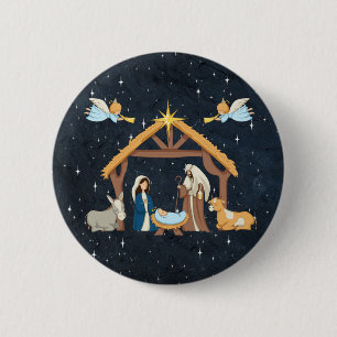 Macaron Rond 5 Cm Nativité de Noël mignonne
