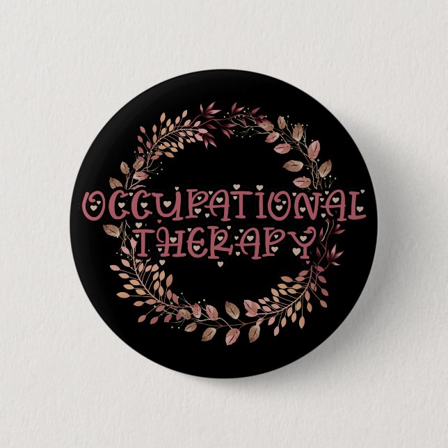 Macaron Rond 5 Cm Nature OTA Therapist OT Exercice Profession Feuill (Devant)