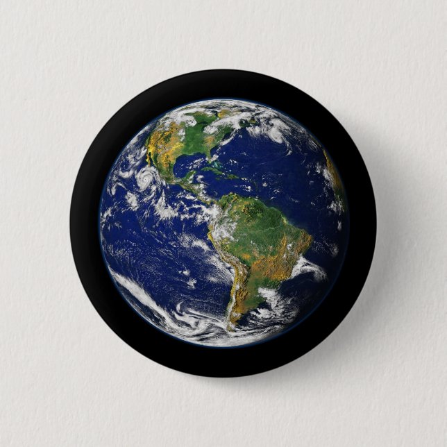 Macaron Rond 5 Cm ~ naturel de la TERRE de PLANÈTE (système solaire) (Devant)